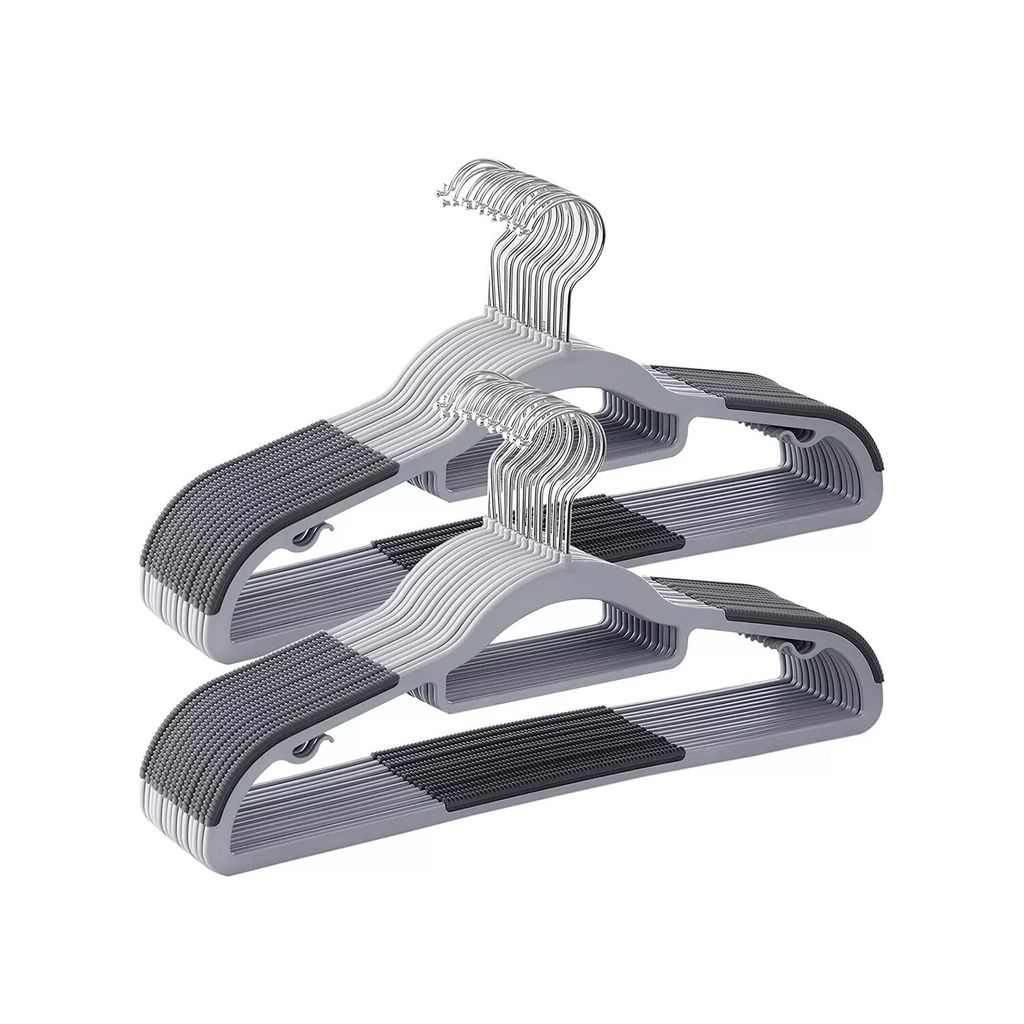 In And OutdoorMatch Kleiderbügel Cleora - 50 Stück - Grau - Hosenbügel - Anti Rutsch - Platzsparend - 42 x 0,6 x 21,5 cm