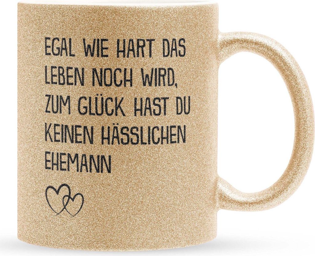 22Feels Glitzertasse Gold Ehefrau Geschenk Erster Hochzeitstag Kaffeetasse Frauen Hochzeitsjubiläum Valentinstag Weihnachten Ehepaar Geburtstag Ge...