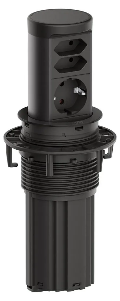 Multiprise encastrable compacte BACHMANN ELEVATOR2 noire 3 prises