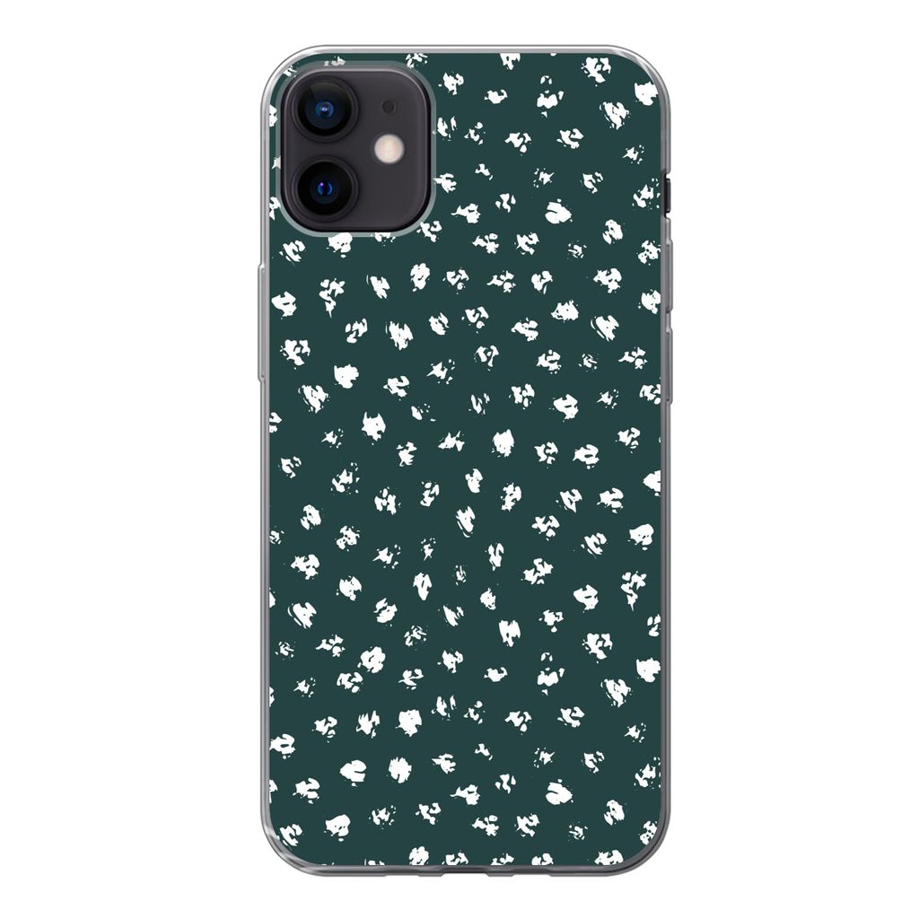 MuchoWow Handyhülle Schutzhülle Hülle für iPhone 12 mini Polka dots - Weiß - Grün Silikon Softcase Handy Hülle - Bild