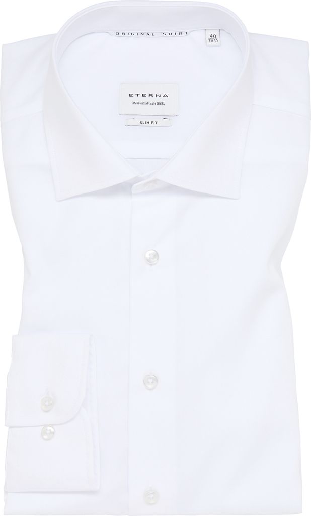 Eterna - Slim Fit - Bügelfreies Herren Langarm Hemd, (1100 F170), Größe:41, Farbe:Weiß (00)