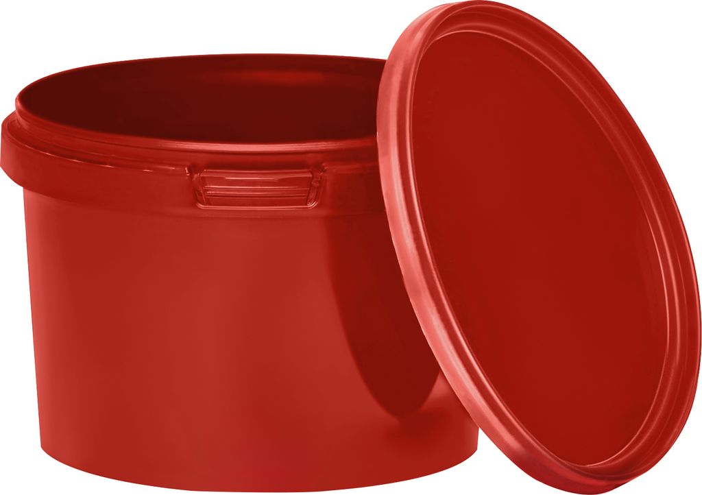 BenBow Eimer mit Deckel 0,5L x5 Rot - lebensmittelecht, stabil, luftdicht, auslaufsicher, geruchsneutral - Plastikeimer mit Henkel - leer