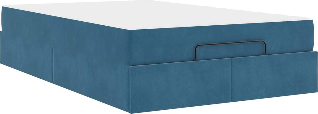 Bettgestell mit Matratze mit Matratze 2 pcs Blau Samt