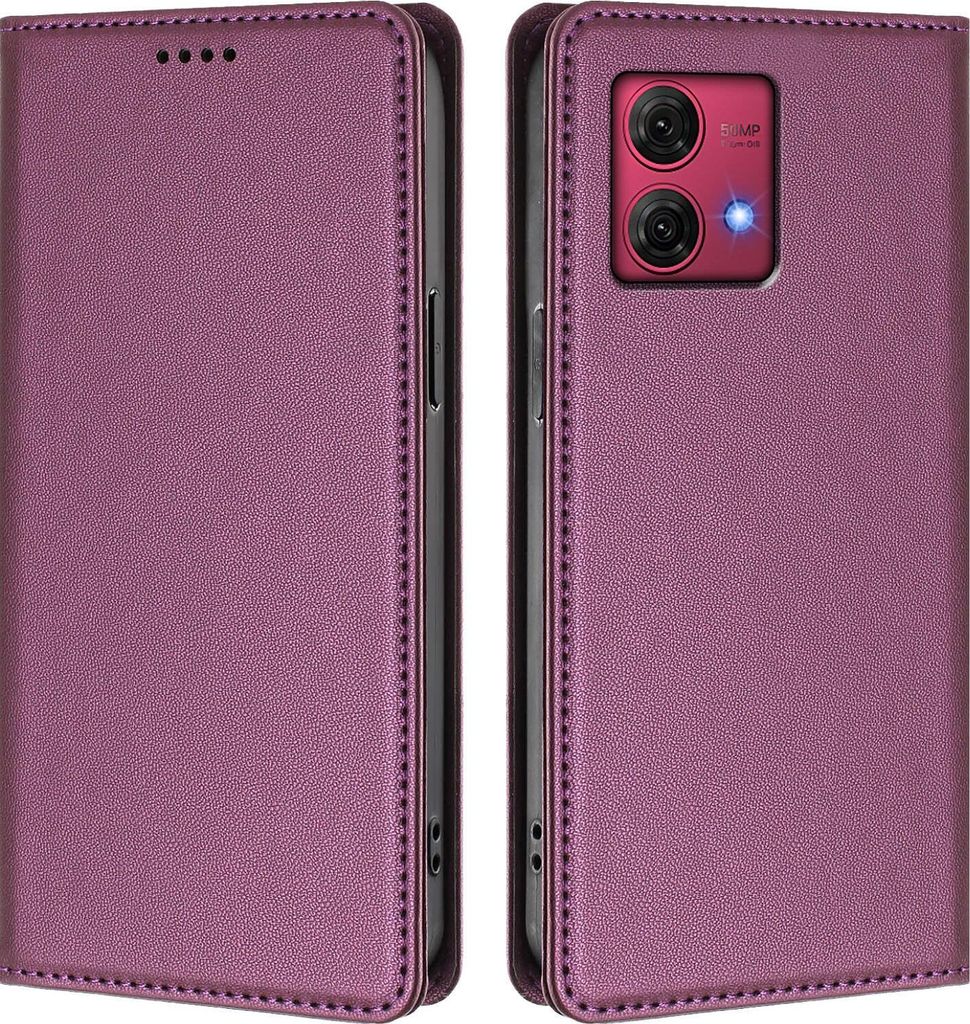 Handyhülle für Motorola Moto G84, Kunstleder Klapphülle Stoßfeste Magnetische Hülle mit Ständer Lila