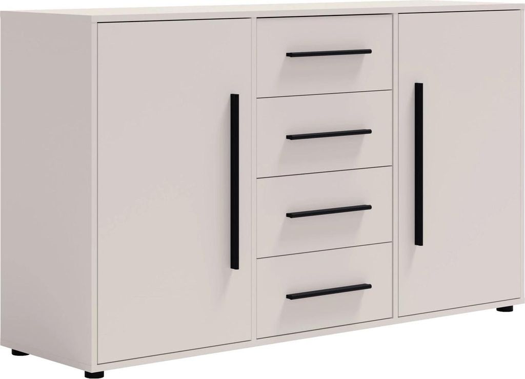 Modena K2D4SZ Kommode 150 cm – moderne Anrichte mit 4 Schubladen und 2 Türen, funktionaler Stauraumschrank für Wohnzimmer, Schlafzimmer und Flu...