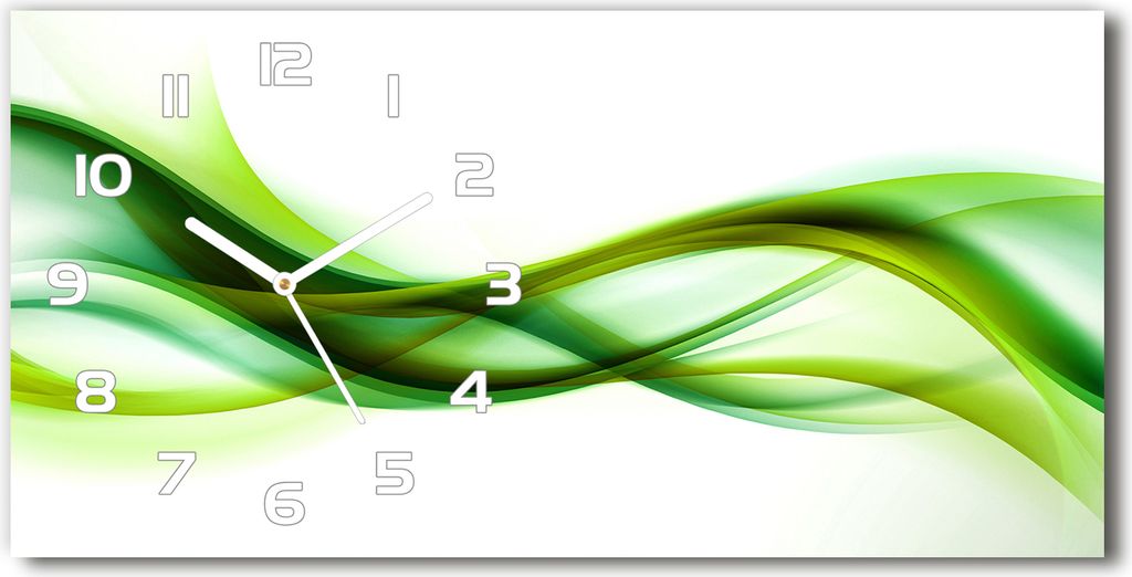 Wanduhr aus Glas – 60x30 cm - Glasbild - Glasuhr - Gehärtetes Glas - weisse-zeiger - Wellen Abstraktion