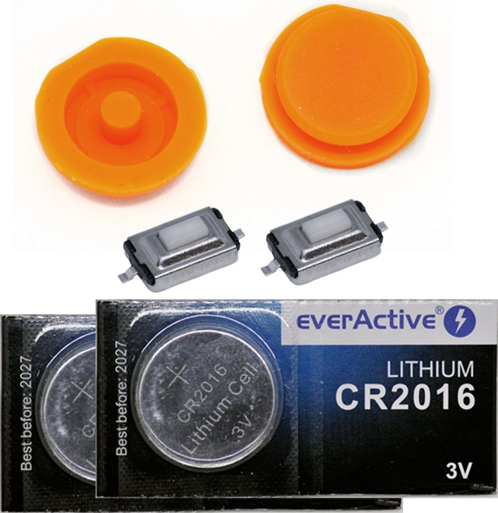 Repair Reparatur Set Auto Schlüssel 2X Druckknopf 2X Mikrotaster 2X CR2016 Batterie kompatibel mit SMART