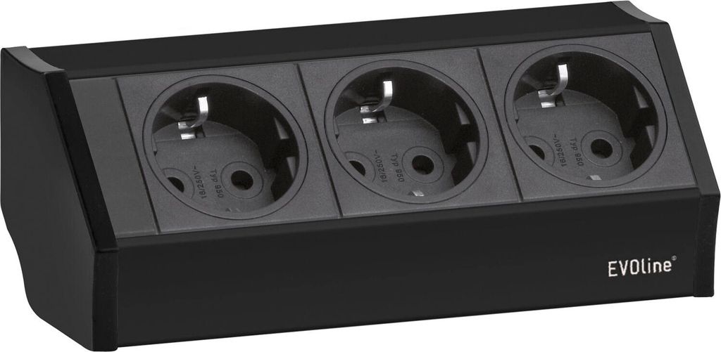 Evoline V-Dock Steckdosenelement 3xSchuko schwarz - Produktbild 