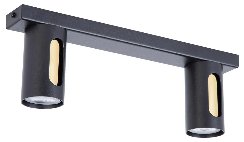 Rampe de Spots Orientables FLOW Noir et Or en Métal pour Salon et Bureau