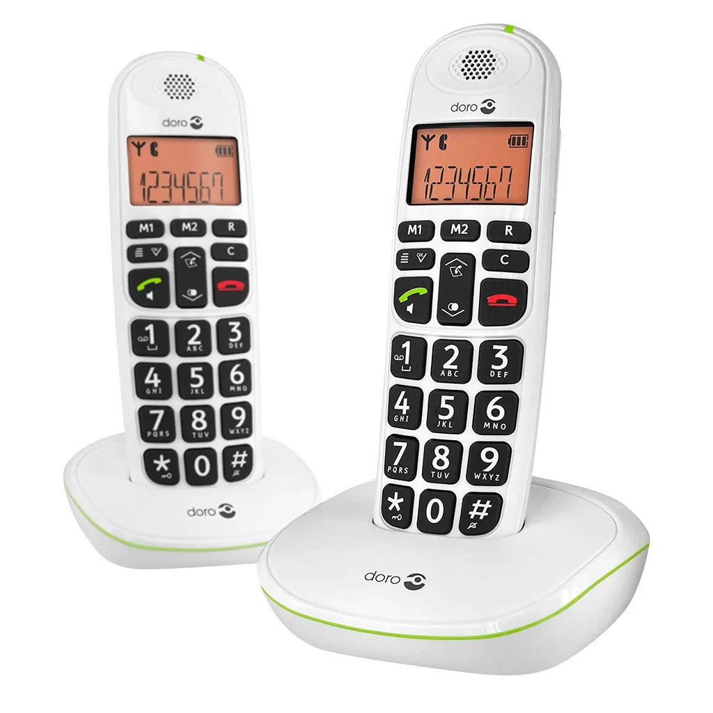 Téléphone Senior Grandes Touches Doro 100W Duo Blanc Tonalité Claire