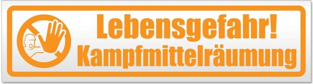 Kiwistar Lebensgefahr! Kampfmittelräumung Magnetschild Schild magnetisch - 20cm Orange - Magnetfolie für Auto PKW Kfz
