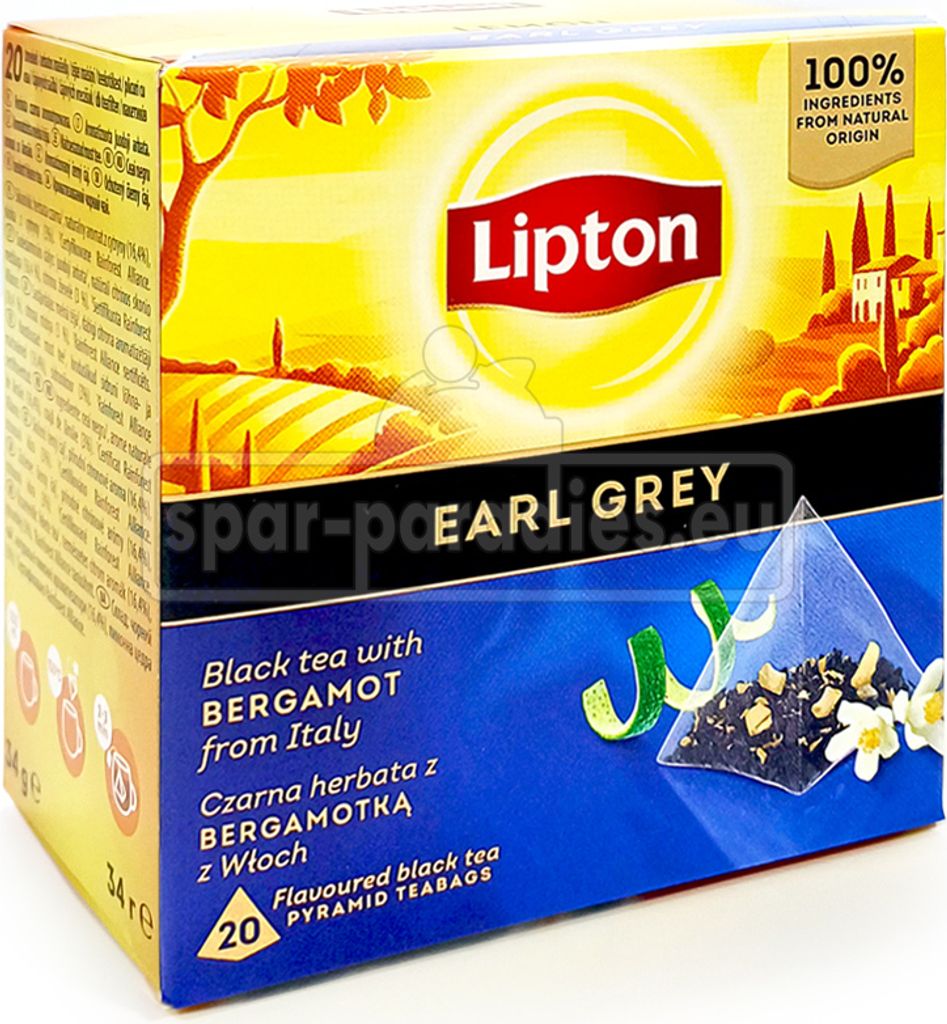 Lipton Schwarztee Earl Grey mit Bergamotte Citrus, 20er Pack