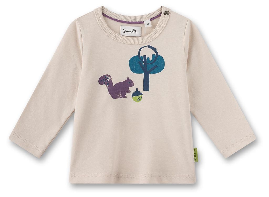 Sanetta Pure Mädchen-Langarmshirt beige Eichhörnchen 56