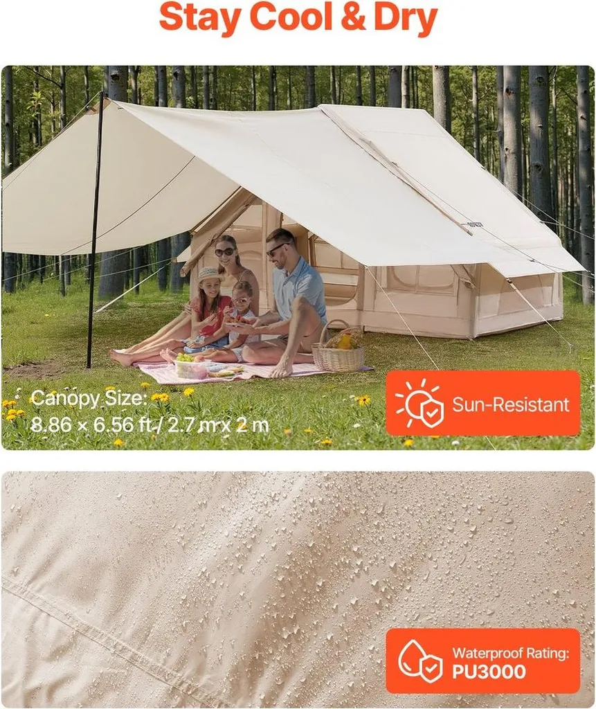 Tente gonflable pour camping et jardin familiale avec pompe incluse