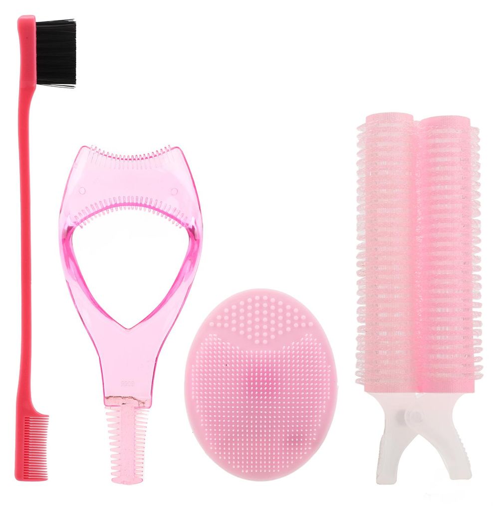4-teiliges Bürstenset: Augenbrauenkamm, Lockenstab, Gesichtsreinigungsbürste, Mascara-Aufsatz, Applikator, Make-up-Werkzeugset
