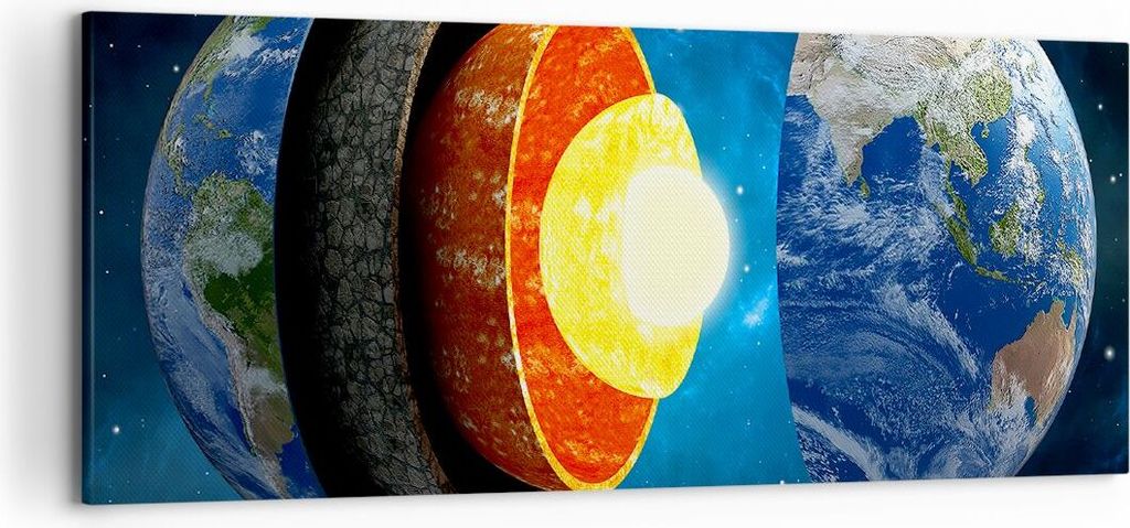 Bild auf Leinwand - Leinwandbild - Erde Schichten Universum Kern - 120x50cm - Wand Bild - Wanddeko - Leinwanddruck - Bilder - Kunstdruck - Wanddeko...