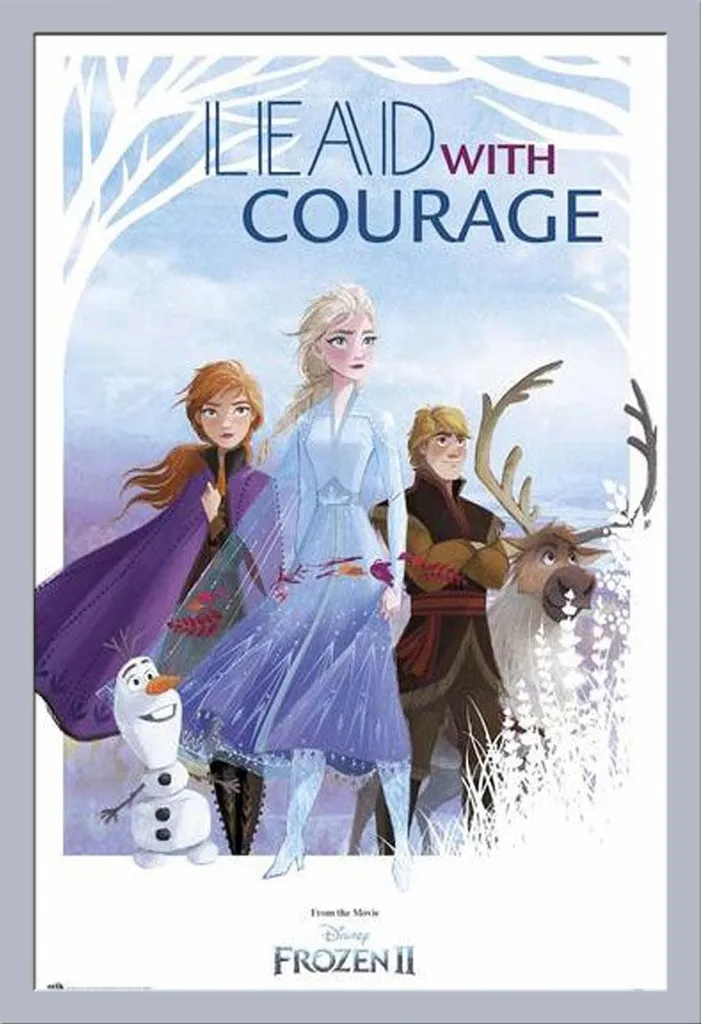 Poster Frozen 2 Conduci con Coraggio con Cornice Argento Shinsuke Maxi