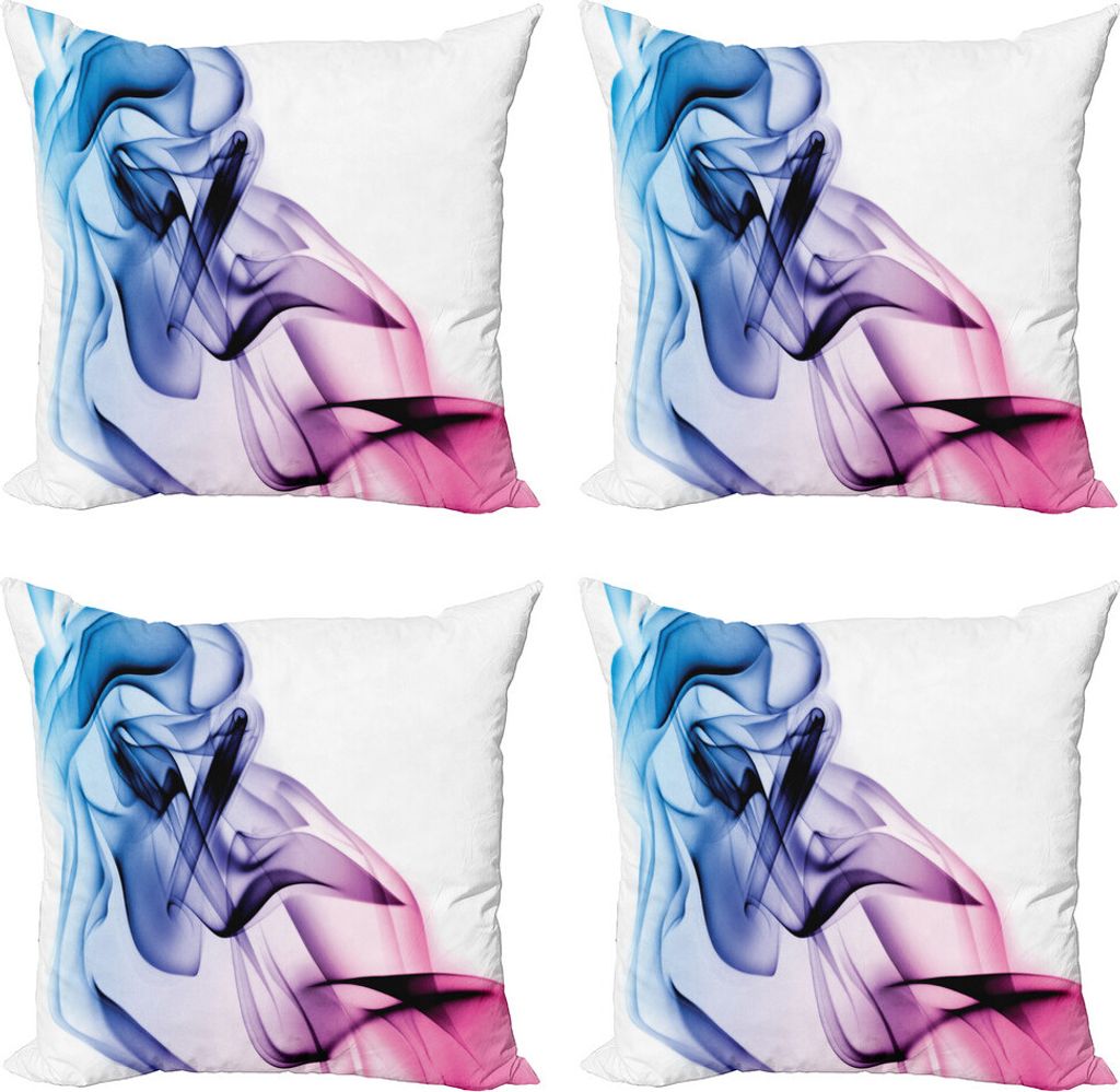ABAKUHAUS Abstrakt Kissenbezug Set (4 Stück), Bunte Smoke Fluss, Moderner Doppelseitiger Digitaldruck, 45 cm x 45 cm, Fuchsia Blau