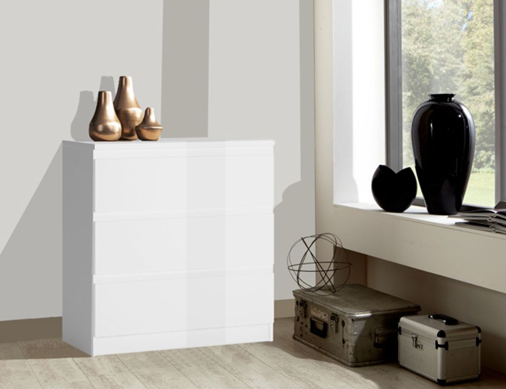 Sideboard Kommode Anrichte 80cm weiß matt / weiß Hochglanz