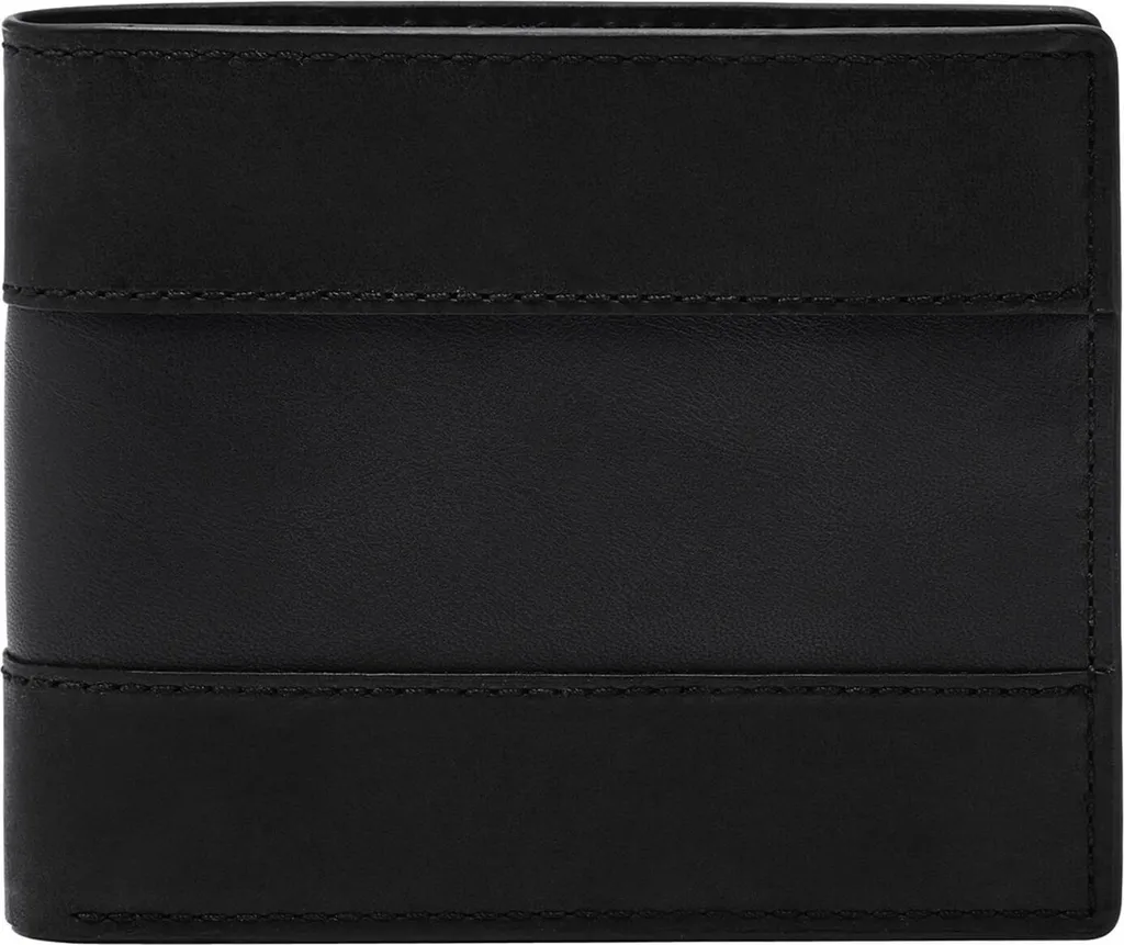 Portacarte Fossil Everett Bifold: Pelle Nera e Flip ID per l'Uomo Moderno