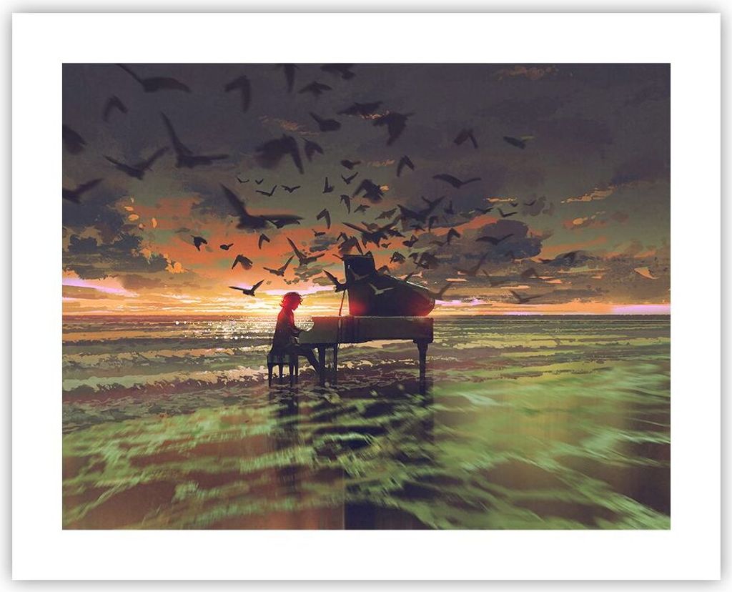 Poster - Poster ohne Rahmen - Klaviermusik - 50x40 cm - Wand Bild - Wanddeko - Wandbilder - Kunstposter - Wandposter - Bilder - Kunstdruck - Wandde...