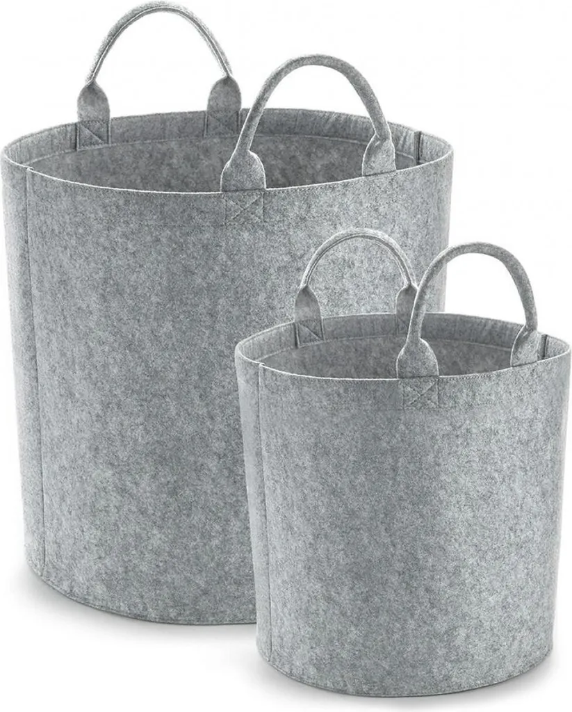 BagBase BG728 Felt Trug Grigio Melange S | Cesto in Feltro per Arredo