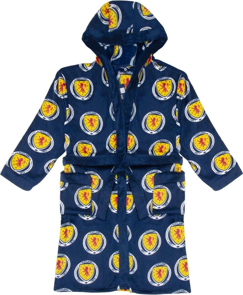 Scotland - Morgenmantel für Herren, Rundum bedruckt, Fleece GF1172 (3XL) (Dunkles Marineblau)