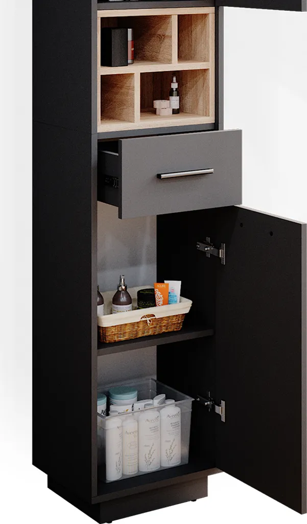 Meuble Colonne Anthracite Vicco Beatrice 38x190cm avec Rangement Modulable