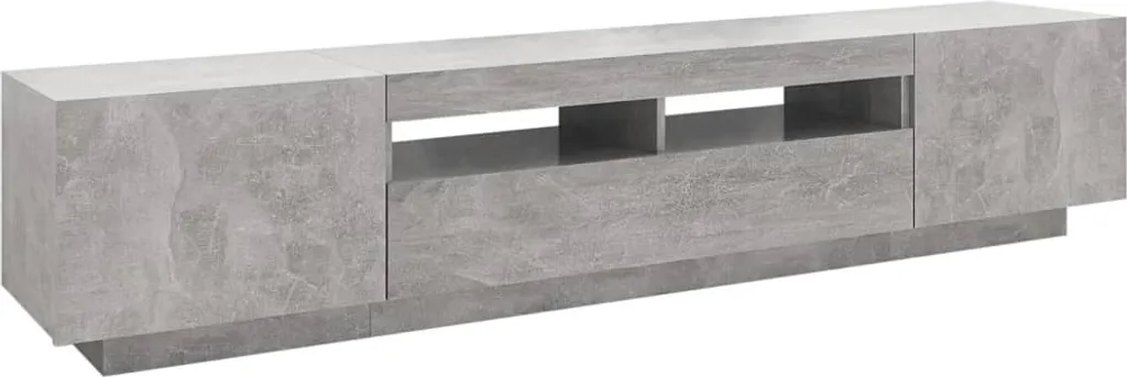 Mobile Soggiorno TV 200x35x40 cm Grigio Cemento con LED RGB