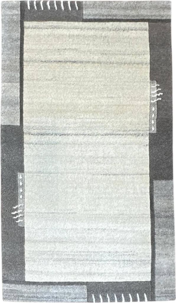Teppich NEPAL NATUR - HANDGEKNÜPFT | Farbe: Silber-Grau; Größe: 70x140 cm | strapazierfähig und leicht zu reinigen | Wohnzimmer | Schlafzimmer