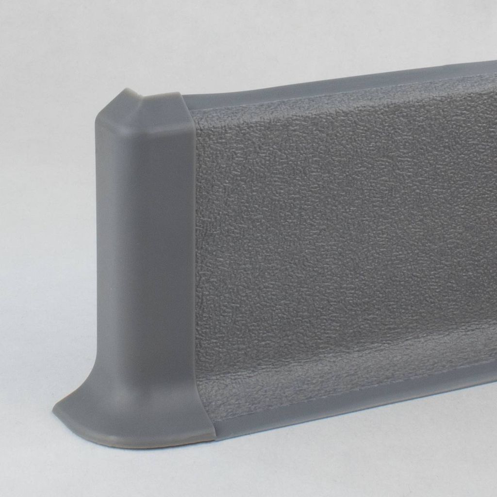 PROVISTON | Aussenecke für Kunststoff Sockelleiste | Hartschaum PVC | Grau | 12,8 x 60 x 2500 mm | Mit flexibler Weichlippe | Wasserfest | Hochwer...