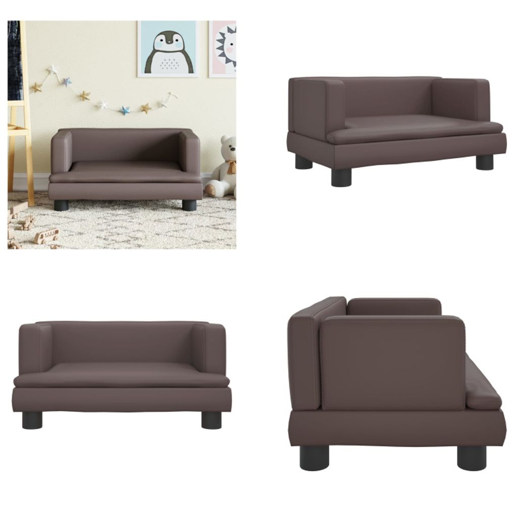 vidaXL Kindersofa Braun 60x40x30 cm Kunstleder - Kindersofa - Kindersofas - Minisofa - Spielzimmersofa