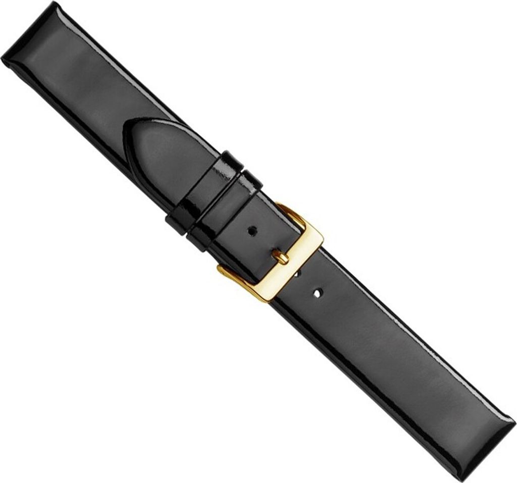 Uhrenarmband Kalbsleder schwarz Hochglanz Lack 20607G, Stegbreite:20mm