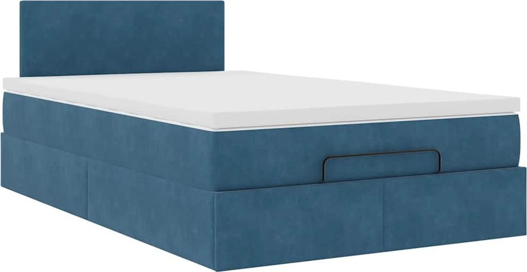 Ottoman-Bett mit Matratze Dunkelblau 120x200 cm Samt