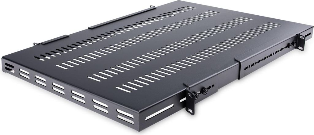 StarTech.com 1 HE Verstellbares Belüftetes Rack Fachboden - 150 kg - Verstellbare Einbautiefe 49,5 bis 97,4 cm - Universales Ablagefach für 19 Zo...