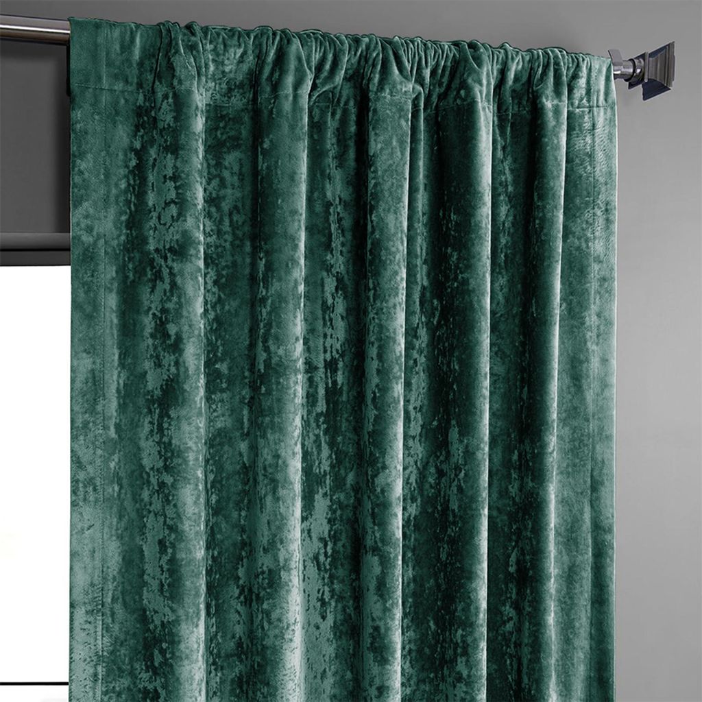 Samtvorhang mit Stangentasche 140x260 cm - Velvet Samt Gardinen Deko Vorhänge 2er Set Wohnzimmer Schlafzimmer Verdunkelung Thermovorhang - Grün