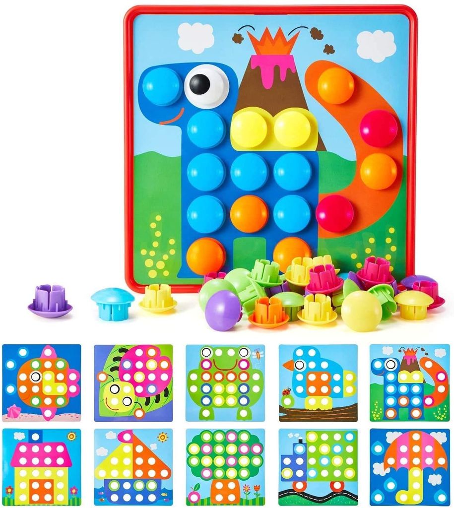 TINOTEEN Mosaik Steckspiel für Kinder Lernspielzeug Steckmosaik mit 50 Steckper 