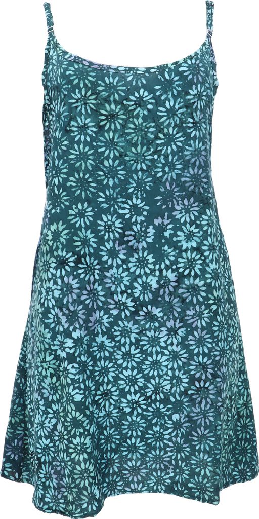 Boho Strandkleid, Minikleid, Sommerkleid, Trägerkleid - Petrol, Damen, Grün, Viskose, Kleider