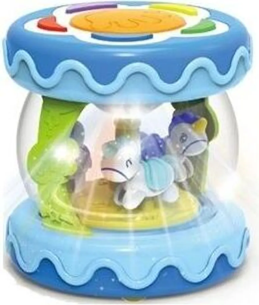 Huanger Tambour Interactif Bleu Jouet Éveil Bébé Poneys