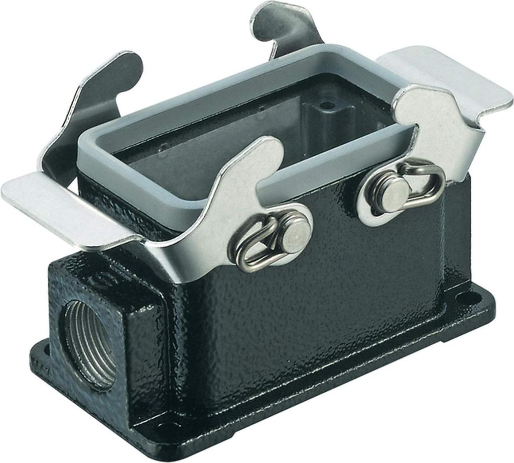 HARTING Han 10B M Sockelgehäuse niedrig, 2xM20 seitlicher Kabelabgang, mit 2 Querbügeln - 1 Stück
