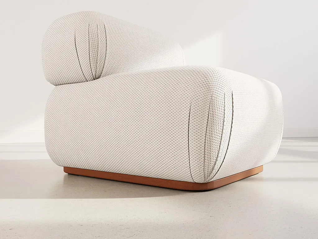 Module assise velours texturé beige Penelope - Confort ferme et doux