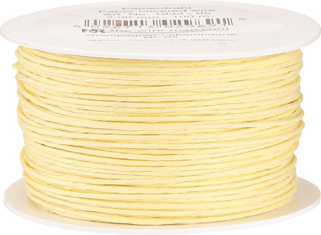 Papierkordel Draht umwickelt Ø2mm 100m Champagner Hochzeit Deko Floristik
