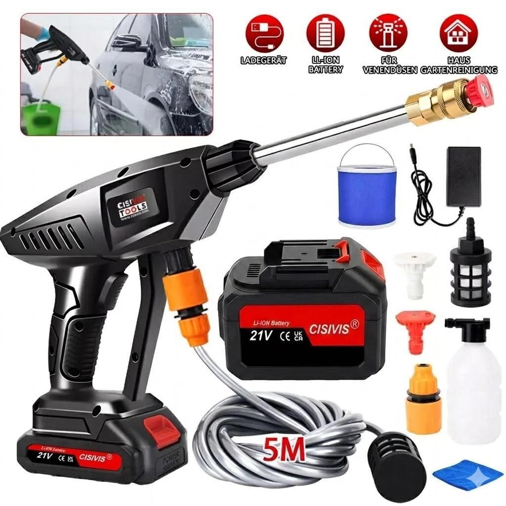 500W 200 Bar Hochdruckreiniger 1 Akkus Auto Mobiler Produktbild 