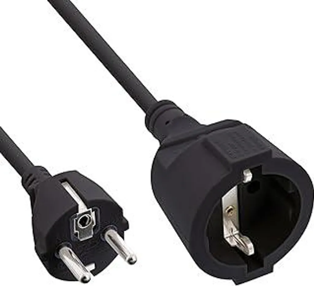Cavo Prolunga InLine 16400 1m Nero | Sicurezza GS e Protezione Bambini