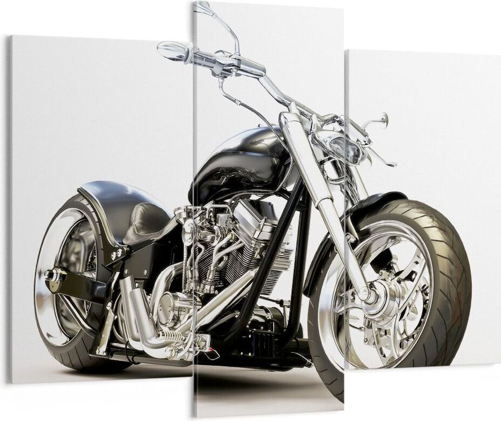 Bild auf Leinwand - Leinwandbild - Motorrad Motor Geschwindigkeit Chrom - 130x100cm - Wand Bild - Wanddeko - Leinwanddruck - Bilder - Kunstdruck - ...