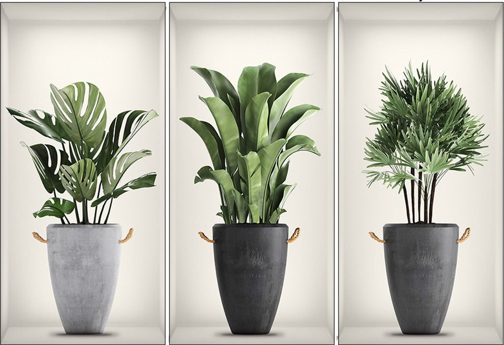 3 Teile/satz Wand Aufkleber Kreative Abnehmbare Attraktive Einfach zu Paste Selbstklebende Dekorative PVC Grüne Pflanze Topf Wand Aufkleber Wohnku...