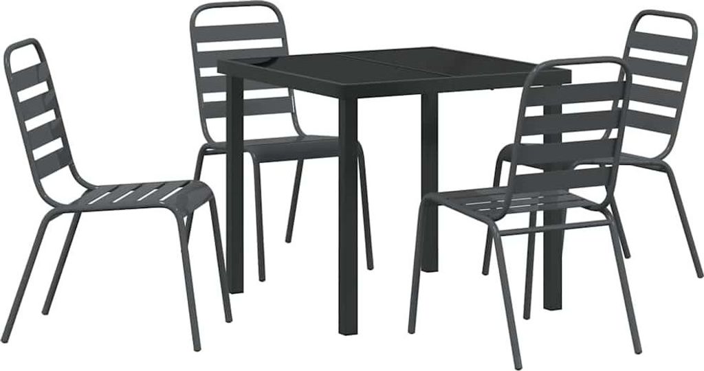 vidaXL Garten Essgruppe 5 pcs Anthrazit Pulverbeschichteter Stahl
