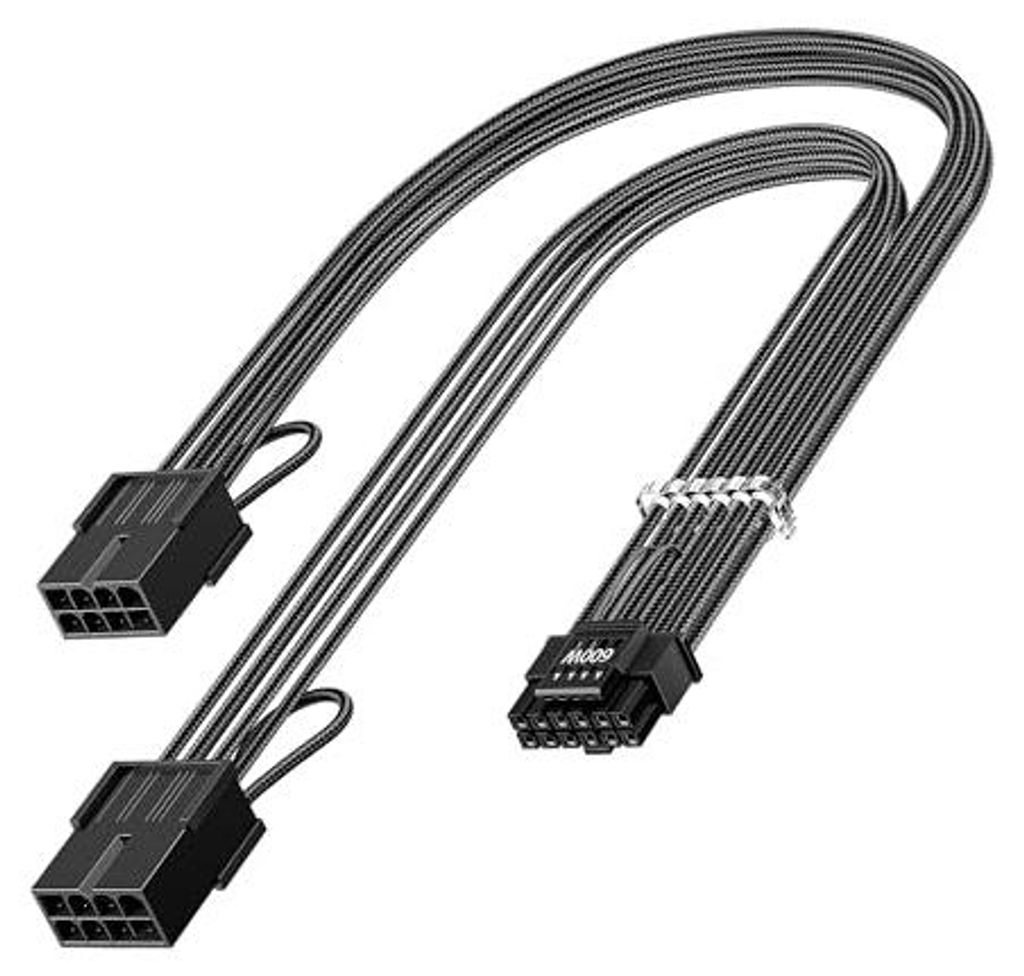30cm PCI-e 5.0 12VHPWR(12V-2x6) Verlängerungskabel,16(12+4) Pin Stecker auf PCIE 5.0 2x8(6+2) Pin Buchse Sleeved Cable Extension,GPU-Kabel für Ge...