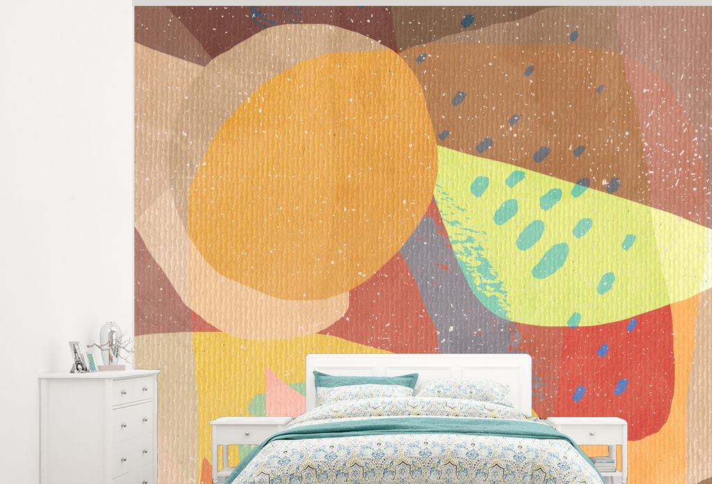 MuchoWow Fototapete für Wohnzimmer oder Schlafzimmer Wandtapete Vinyl Motivtapete Abstrakt - Kunst - Regenbogen - Pastell - 325x260 cm - Tapete