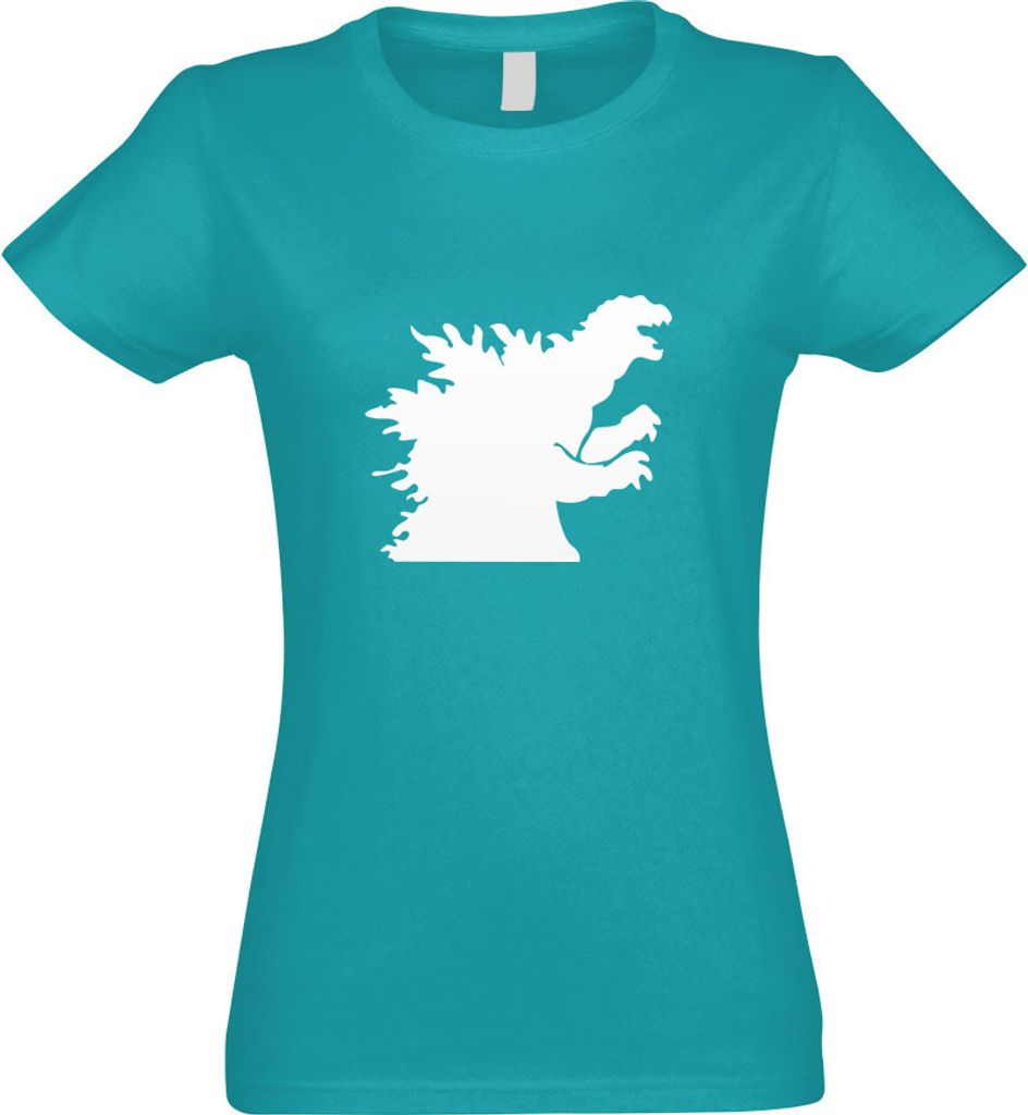 Kiwistar - T-Shirt tailliert - Damen - türkis - Godzilla - Ungeheuer - Seemonster - mit Motiv Bedruckt - Funshirt Design - Sport - Freizeit - Dame...